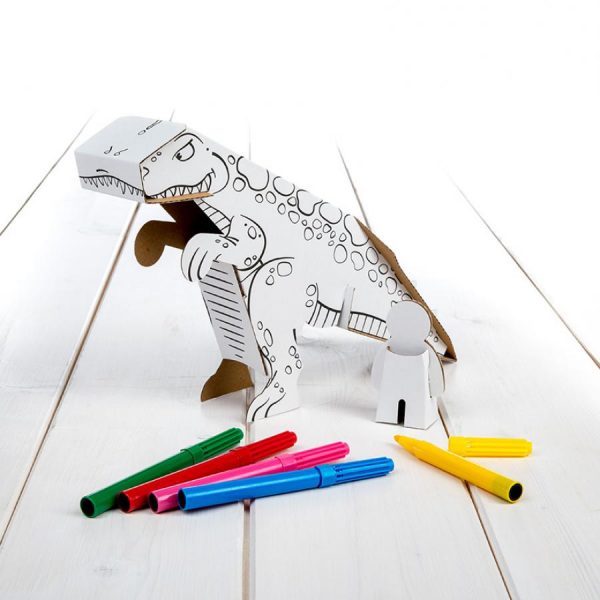 dinossauro para colorir e montar, da Calafant com 6 canetas incluidas